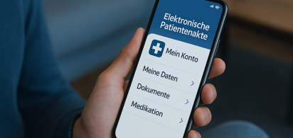 Person hält Handy mit geöffneter ePA-App