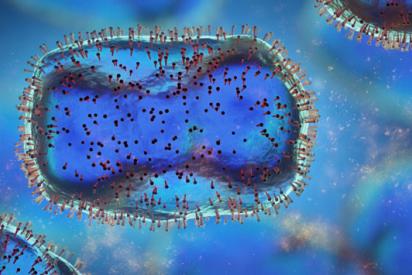blau eingefärbtes Affenpockenvirus