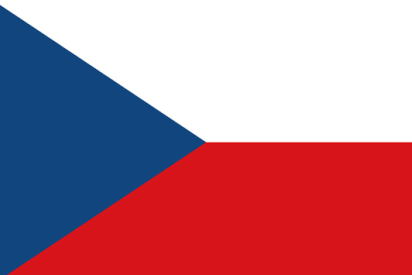 Tschechische Flagge mit einem roten und einem weißen Balken sowie einem blauen Dreieck am linken Rand